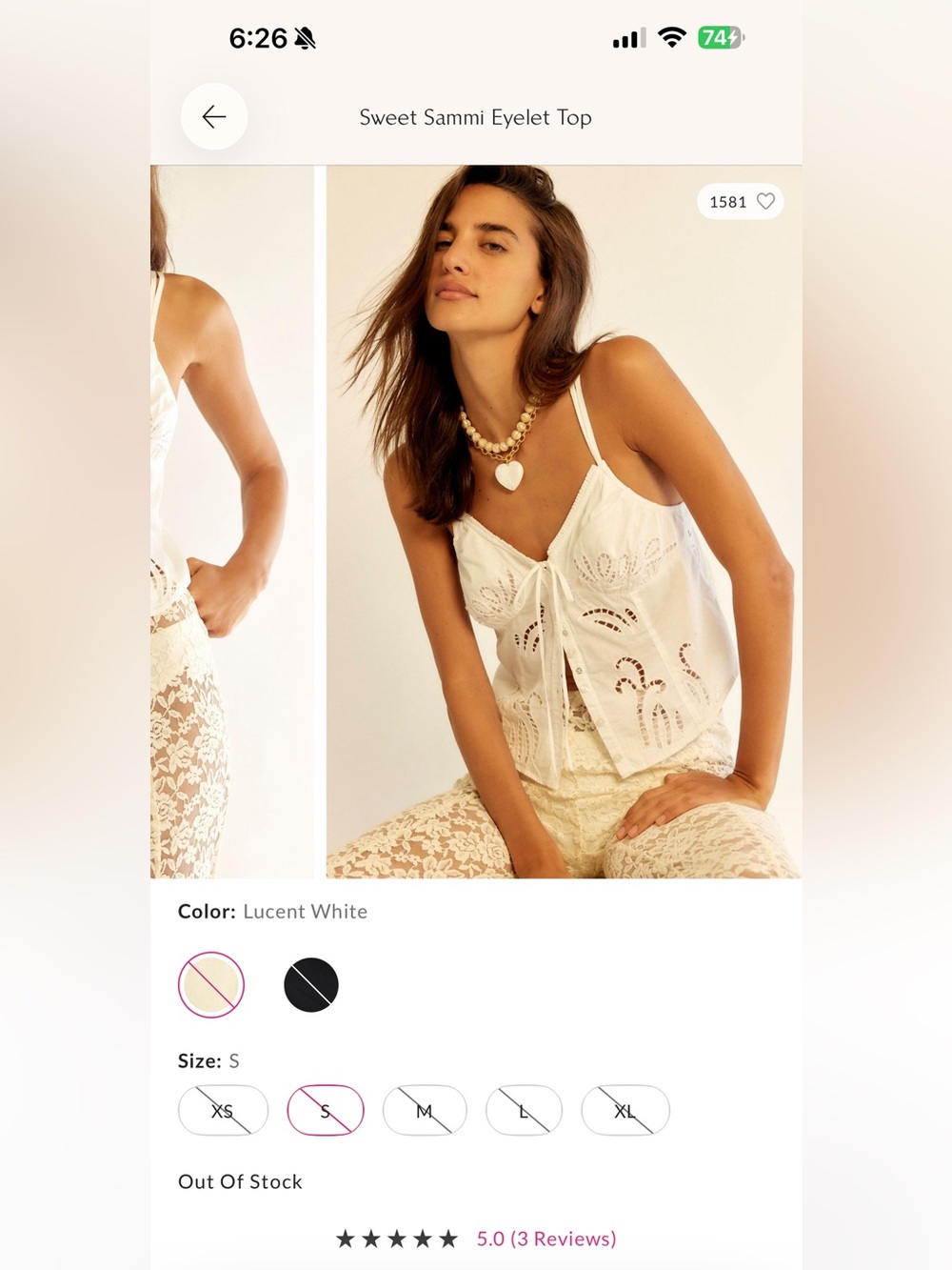 Free People White Eyelet Tie-Front Cami - Picture 5 of 7